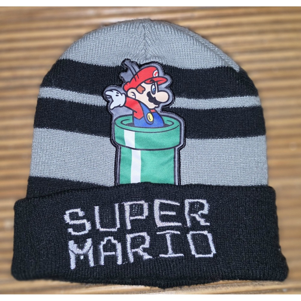 Nintendo Super Mario Bros. Mario Reversible Black Beanie Hat Official 2022